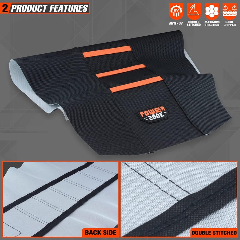 fewfuss Universial Dirt Bike Seat Cover - Soft Ribbed Rubber Seat Covers for Motorcross Enduro Orange - Image 3